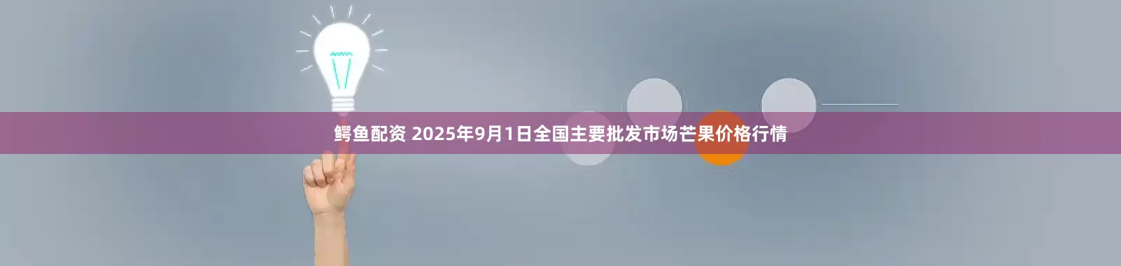 鳄鱼配资 2025年9月1日全国主要批发市场芒果价格行情